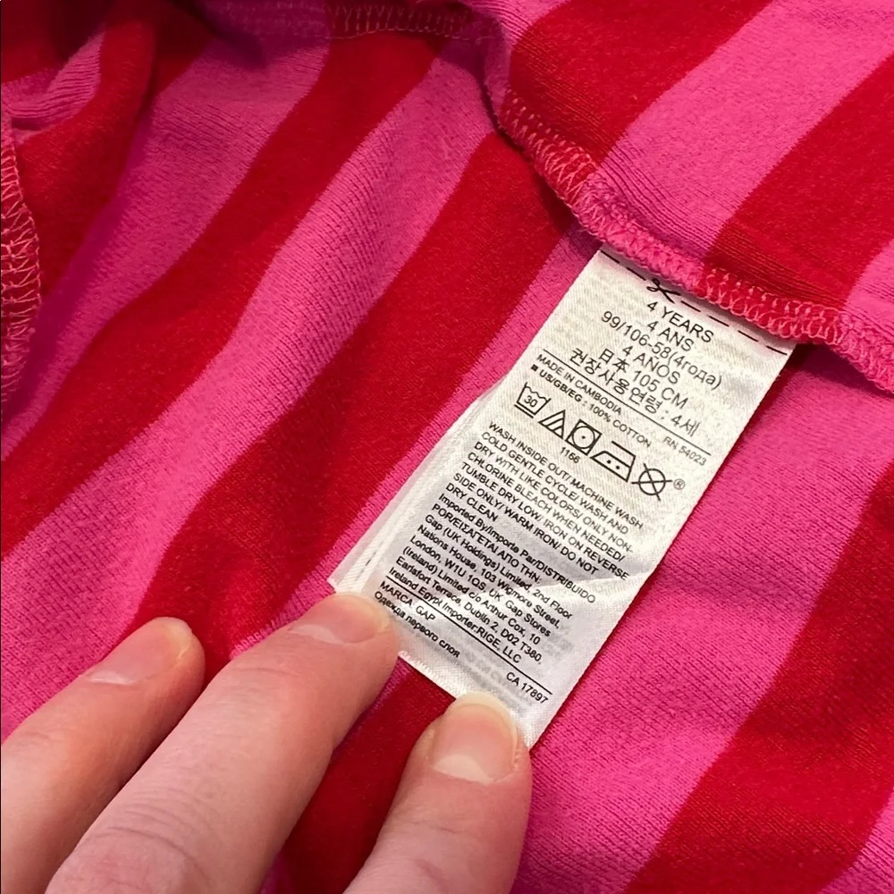 Gap baby organic cotton one piece pajama full zip pink red stripes girls size 4